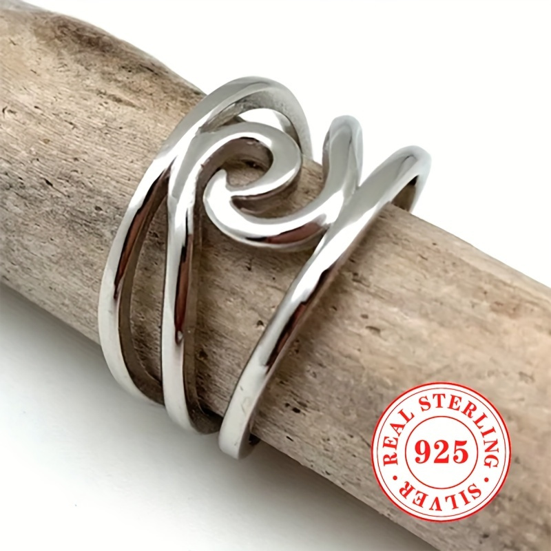 Women's S925 Pure Silver Retro Wide Face Ring